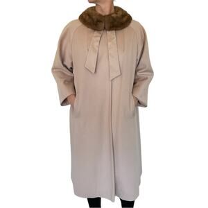 Livingston Bros 1950s 60s Vintage Cashmere Swing Coat Mink Collar Union Made